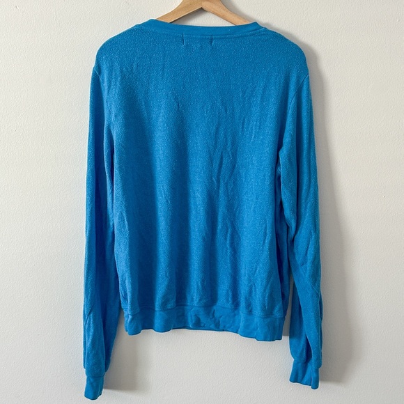 Wildfox Baggy Beach Jumper Deep V Blue Soft Sweater Size L Made In USA - Picture 6 of 7